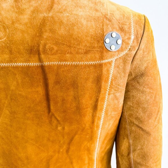 Vintage Cardinale 70s Brown Suede Unique Hardware A line Jacket XS - Picture 7 of 8